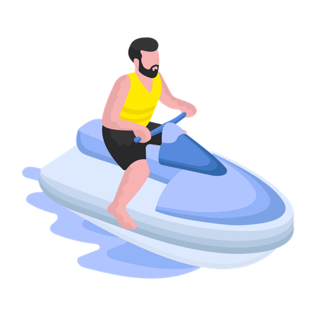 Boy is doing Water Skiing  Illustration