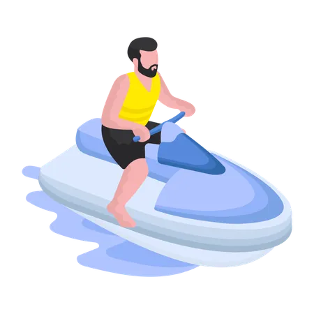 Boy is doing Water Skiing  Illustration