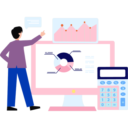 Boy is doing web monitoring  Illustration