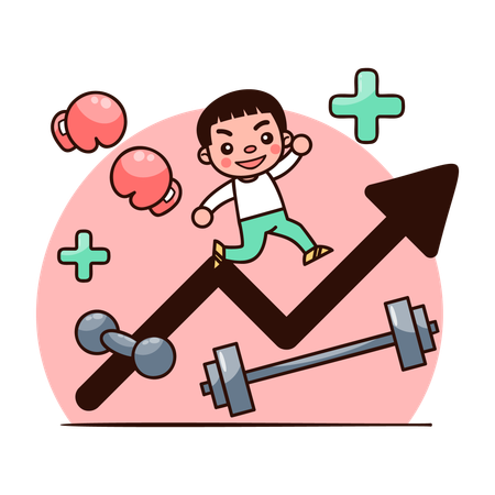 Boy is doing weight lifting  Illustration