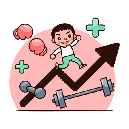 Boy is doing weight lifting  Illustration