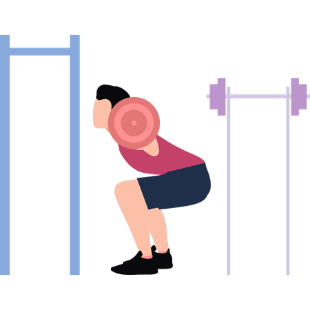 Boy is doing weightlifting  Illustration
