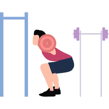 Boy is doing weightlifting  Illustration