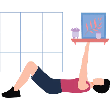 The Boy Is Doing Workout Illustration