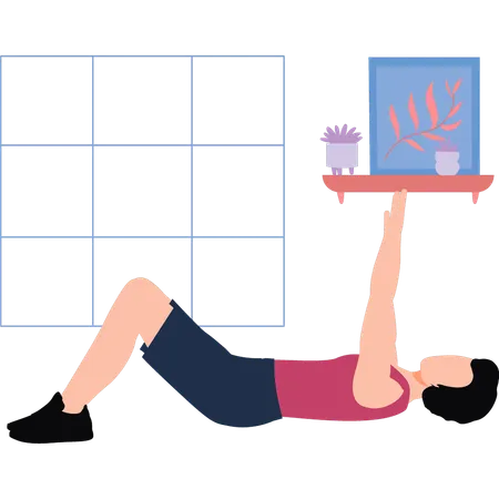 Boy is doing workout  Illustration