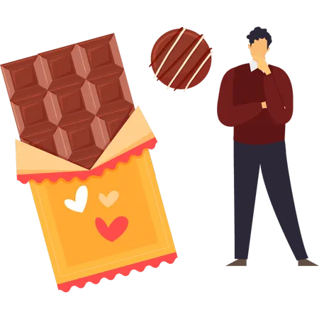 Boy is eating chocolate ball  Illustration