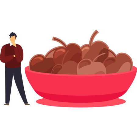 Boy is eating chocolate candies  Illustration