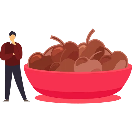 Boy is eating chocolate candies  Illustration