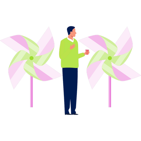 Boy is enjoying air  Illustration