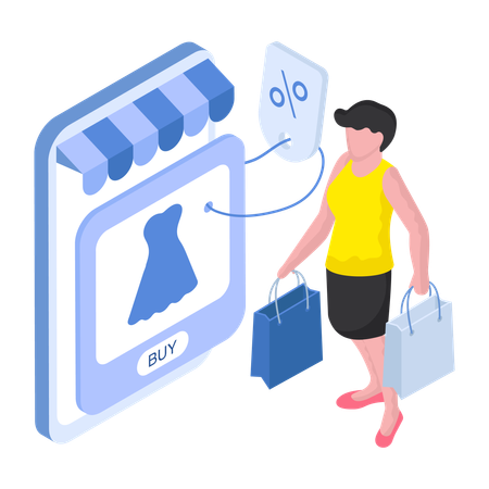 Boy is enjoying Shopping Discount  Illustration