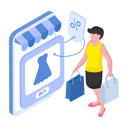 Boy is enjoying Shopping Discount  Illustration