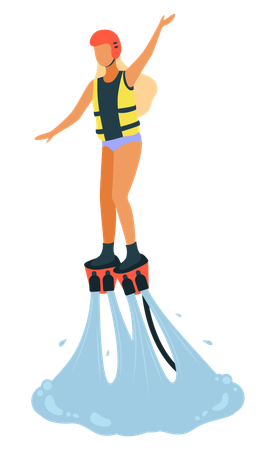 Boy is enjoying water jet  Illustration