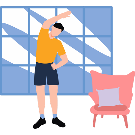Boy is exercising at home  Illustration