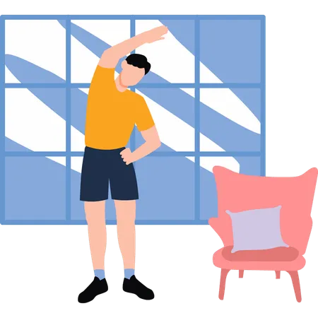 The Boy Is Exercising At Home Illustration