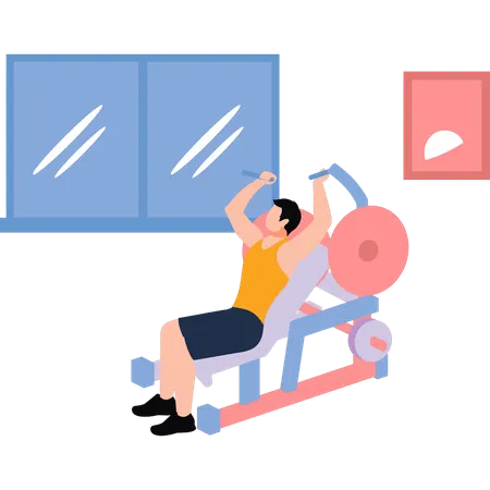 The Boy Is Exercising On The Machine Illustration