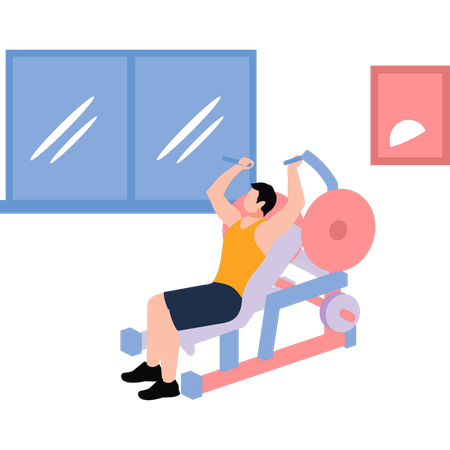 Boy is exercising on the machine  Illustration