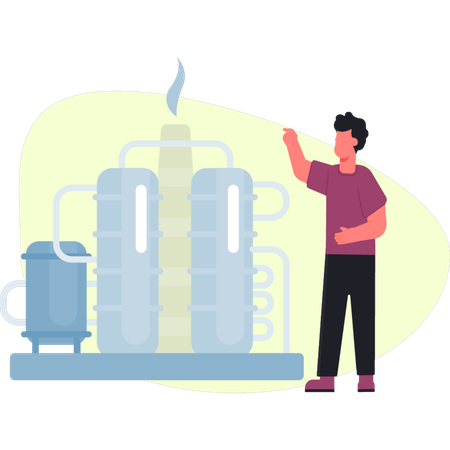 Boy is explain biofuel power plant  Illustration