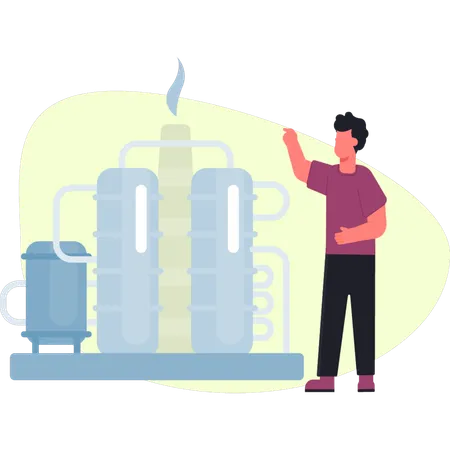 Boy is explain biofuel power plant  Illustration
