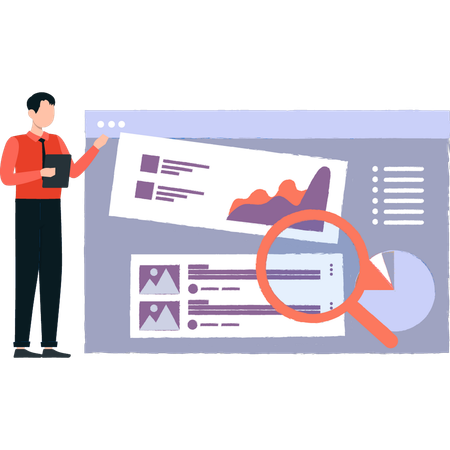 Boy is explaining about analytics chart  Illustration