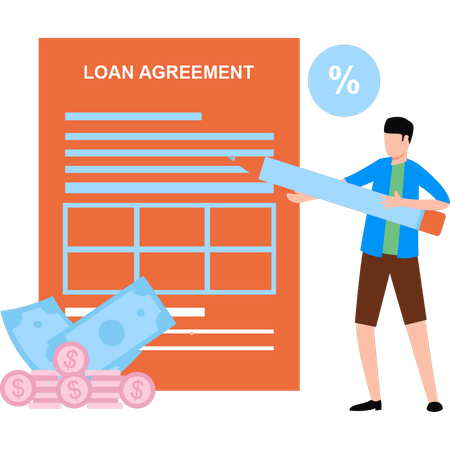 Boy is explaining about loan agreement  Illustration