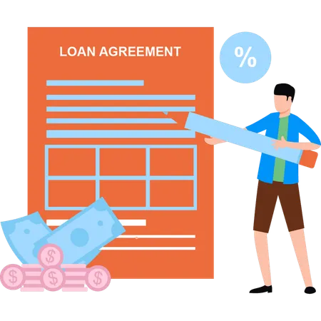 Boy is explaining about loan agreement  Illustration
