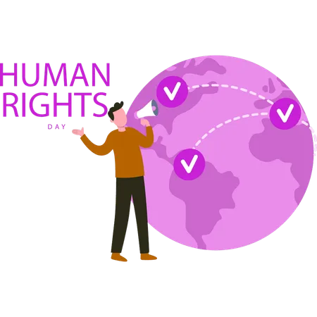 Boy is fighting for human rights globally  Illustration