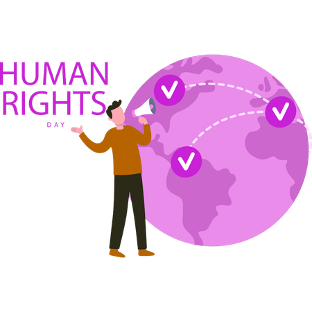 Boy is fighting for human rights globally  일러스트레이션