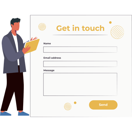 Boy is filling a form on a website  Illustration