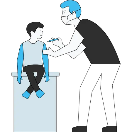 The Boy Is Getting Vaccinated Illustration