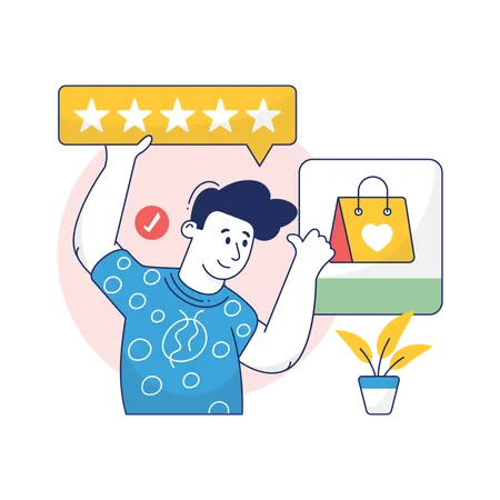 Boy is giving Good Product Review  Illustration