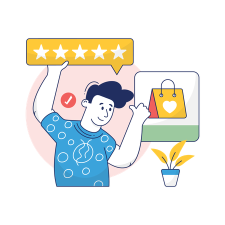 Boy is giving Good Product Review  Illustration