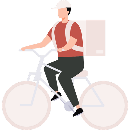 Boy is going to deliver a parcel on a bicycle  Illustration