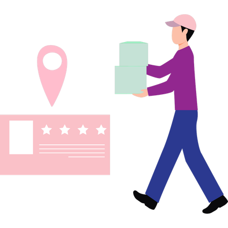 Boy is going to deliver parcel  Illustration