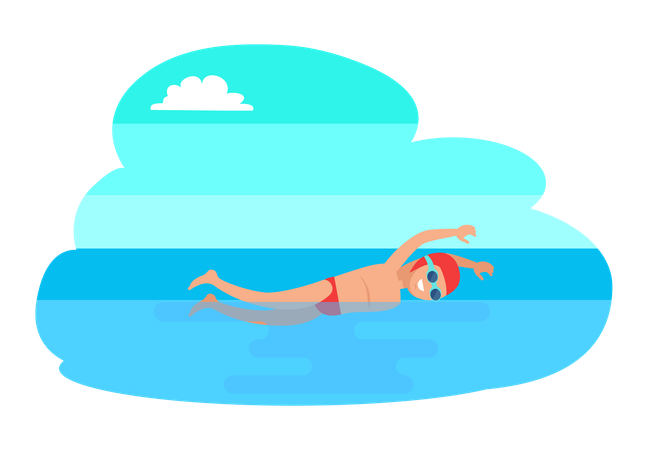 Boy is good swimmer  Illustration