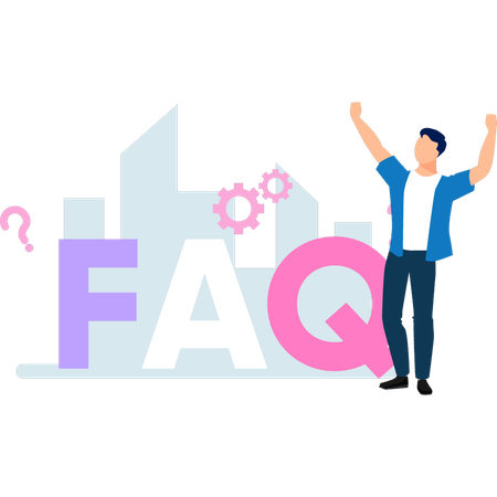 Boy is happy about faq  Illustration