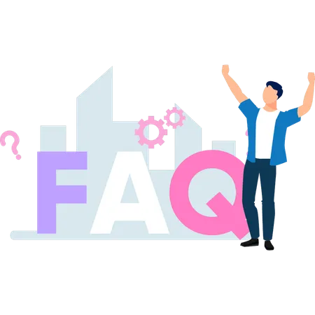 Boy is happy about faq  Illustration