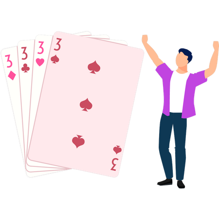 Boy is happy after winning game in a casino  Illustration