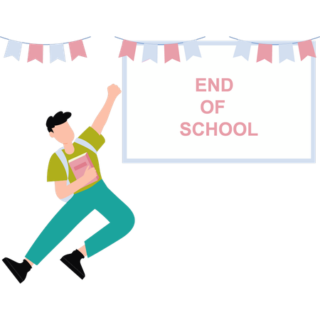 Boy is happy at the end of school  Illustration