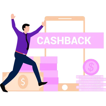 The Boy Is Happy With The Cashback Illustration