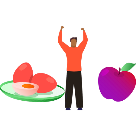 Boy is healthy breakfast  Illustration