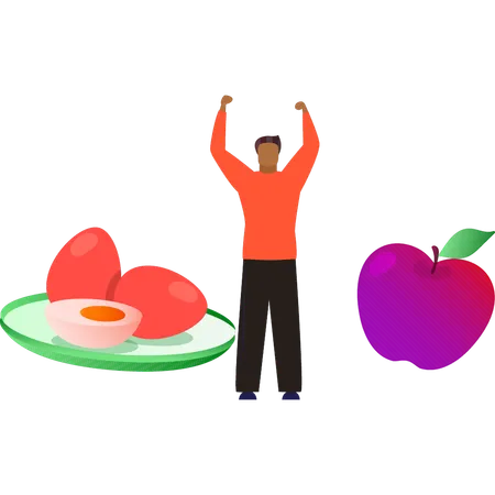 Boy is healthy breakfast  Illustration