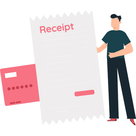 Boy is holding a receipt  Illustration