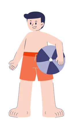 Boy is holding beach ball  Illustration