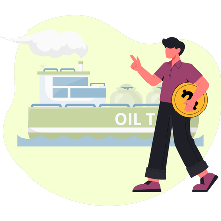Boy is holding dollar coin  Illustration