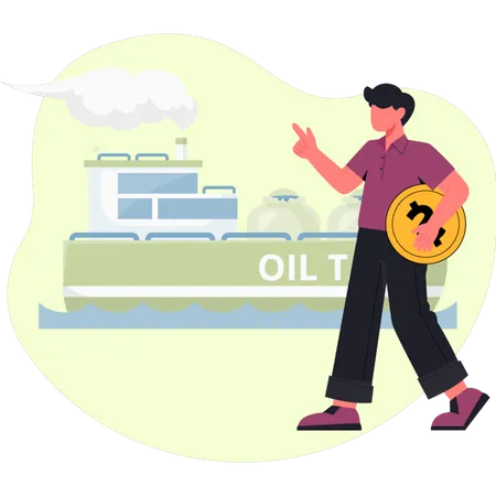 Boy is holding dollar coin  Illustration