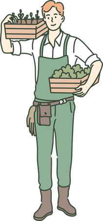 Boy is holding groceries  Illustration