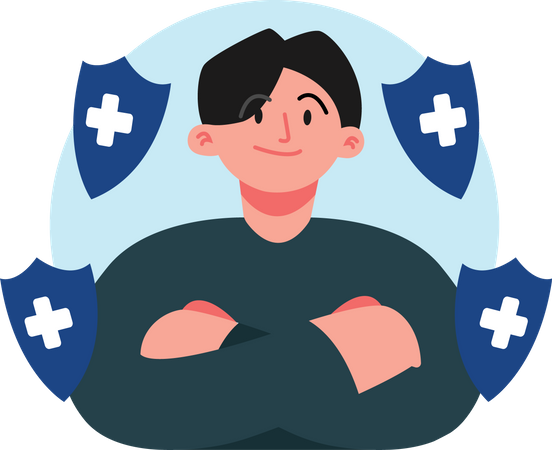 Boy is immune and healthy  Illustration