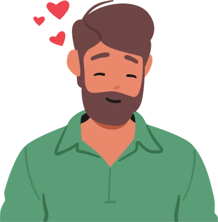 Man In Love Radiates Joy His Eyes Sparkling With Affection And A Gentle Smile Playing On His Lips His World Brightens As He Cherishes Love Delightful Warmth Cartoon Vector Illustration Illustration