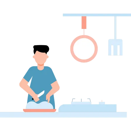 Boy is in the kitchen  Illustration