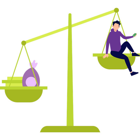 Boy is in the scale  Illustration